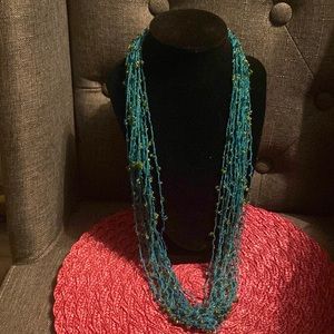 Aqua teal crochet with glass sea beads